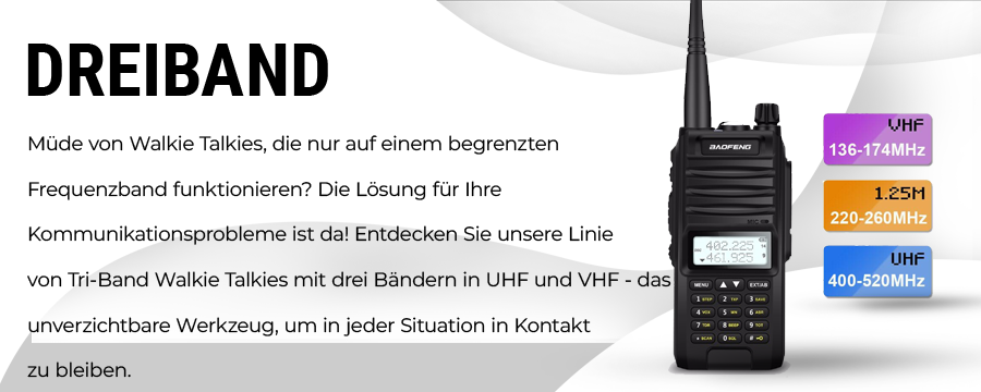 Baofeng brand tri-band walkie talkies